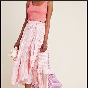 Anthropologie full length ruffle wrap skirt